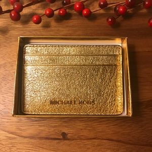 NEW Gold Michael Kors Money Piece Card Holder